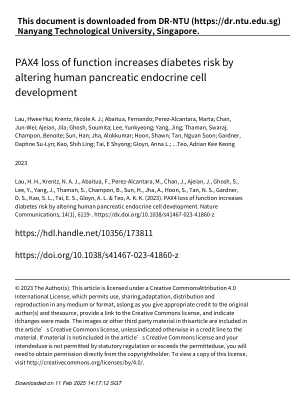 PAX4 功能丧失通过改变人类胰腺内分泌细胞发育增加糖尿病风险